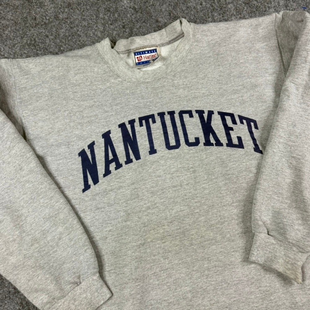Vintage 90s Nantucket Sweatshirt Mens Small Gray Cotton Crewneck